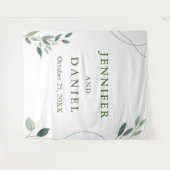 ミニマルなユーカリグリーンの結婚式写真用背景 タペストリー (正面(横))