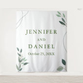 ミニマルなユーカリグリーンの結婚式写真用背景 タペストリー (正面)