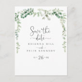 ミニマルなユーカリ日付ポストカードを保存 ポストカード (正面)