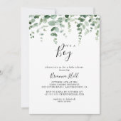 ミニマルなユーカリ男の子の赤ちゃんシャワー 招待状 (正面)