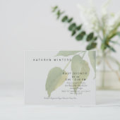 ミニマルなライトグレーの葉ベビーシャワー 案内ポストカード (スタンド正面)