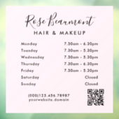 ミニマルなライトピンクの営業時間窓用シール ウィンドウサイン (シート3)