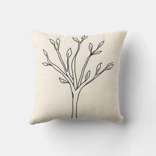 ミニマルなラインアートの木離れ数 クッション (裏面)