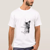 ミニマルなラインアートの自由のオオカミ - Tシャツ (正面)