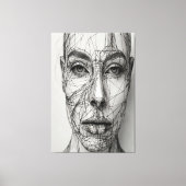 ミニマルなラインアートキャンバス | 抽象芸術ヒト顔 キャンバスプリント (正面)