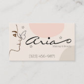 ミニマルなラインアートバタフライメイクアップアーティスト 名刺 (正面)