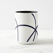 ミニマルなラインアートブラックとホワイト マグカップ (中央)