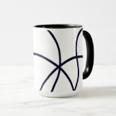ミニマルなラインアートブラックとホワイト マグカップ (正面右)