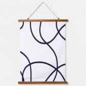 ミニマルなラインアートブラックとホワイト 吊り下げ型タペストリー (正面)