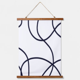 ミニマルなラインアートブラックとホワイト 吊り下げ型タペストリー