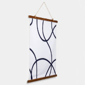 ミニマルなラインアートブラックとホワイト 吊り下げ型タペストリー (傾斜あり)