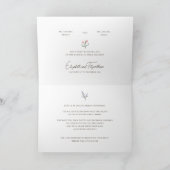 ミニマルなラインアートロマンチックなカップルとブーケ 招待状 (内部)