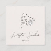 ミニマルなラインアート抽象芸術ロゴ スクエア名刺 (正面)