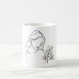 ミニマルなラインスケッチで女性を描く コーヒーマグカップ