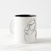 ミニマルなラインスケッチで女性を描く ツートーンマグカップ (正面左)