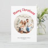 ミニマルなラウンドフォトファミリークリスマスグリーティング シーズンカード (スタンド正面)