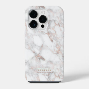 ミニマルなラグジュアリーローズゴールド大理石 iPhone 14 PROケース
