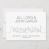 ミニマルなラスベガスのスカイライン結婚式の日付を保存 招待状 (正面)