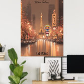 ミニマルなラスベガススカイライン – ネオンシティアート ポスター (ホームオフィス)