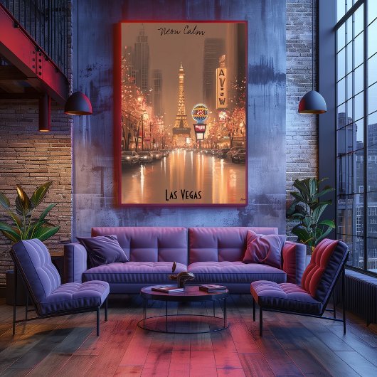 ミニマルなラスベガススカイライン – ネオンシティアート ポスター