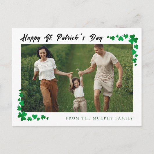 ミニマルなラッキーシャムロックの聖パトリックの日の写真 シーズンポストカード (正面)