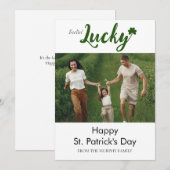 ミニマルなラッキーシャムロックの聖パトリックの日写真 シーズンカード (正面/裏面)