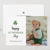 ミニマルなラッキーシャムロックの聖パトリックの日写真 シーズンカード (正面/裏面)