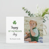 ミニマルなラッキーシャムロックの聖パトリックの日写真 シーズンカード (スタンド正面)