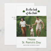 ミニマルなラッキーシャムロックの聖パトリックの日写真 シーズンカード (正面/裏面)