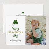 ミニマルなラッキーシャムロックの聖パトリックの日写真 シーズンカード (正面/裏面)