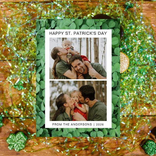 ミニマルなラッキーシャムロックの聖パトリックの日写真 シーズンカード