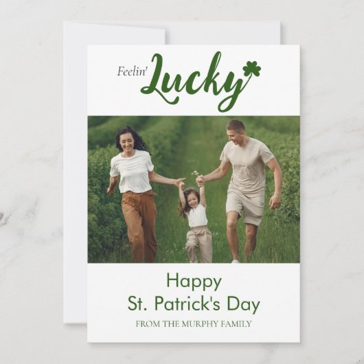 ミニマルなラッキーシャムロックの聖パトリックの日写真 シーズンカード (正面)