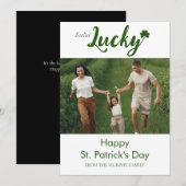 ミニマルなラッキーシャムロックの聖パトリックの日写真 シーズンカード (正面/裏面)