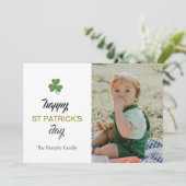 ミニマルなラッキーシャムロックの聖パトリックの日写真 シーズンカード (スタンド正面)