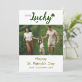 ミニマルなラッキーシャムロックの聖パトリックの日写真 シーズンカード (スタンド正面)