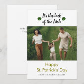 ミニマルなラッキーシャムロックの聖パトリックの日写真 シーズンカード (正面/裏面)