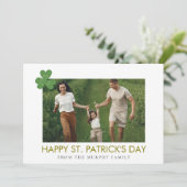 ミニマルなラッキーシャムロックの聖パトリックの日写真 シーズンカード (スタンド正面)