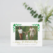 ミニマルなラッキーシャムロックの聖パトリックの日写真 シーズンポストカード (スタンド正面)