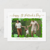 ミニマルなラッキーシャムロックの聖パトリックの日写真 シーズンポストカード (正面/裏面)