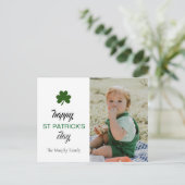 ミニマルなラッキーシャムロックの聖パトリックの日写真 シーズンポストカード (スタンド正面)