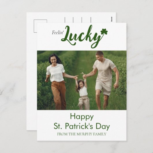 ミニマルなラッキーシャムロックの聖パトリックの日写真 シーズンポストカード (正面/裏面)