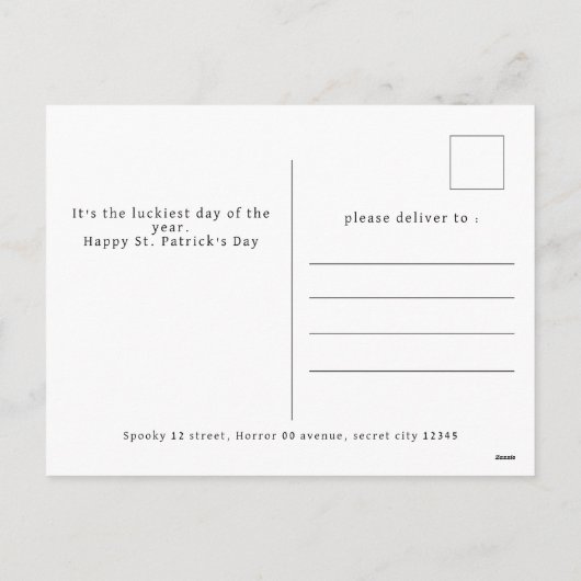 ミニマルなラッキーシャムロックの聖パトリックの日写真 シーズンポストカード (裏面)