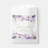 ミニマルなラベンダー薄紫フローラブライダルシャワー フェイバーバッグ (正面)