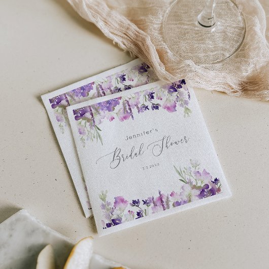 ミニマルなラベンダー薄紫ブライダルシャワー スタンダードカクテルナプキン