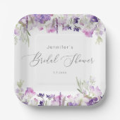 ミニマルなラベンダー薄紫ブライダルシャワー ペーパープレート (正面)