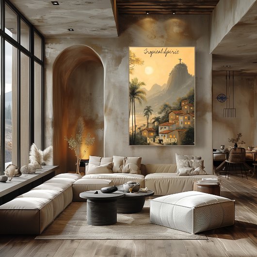 ミニマルなリオデジャネイロのスカイライン – ブラジルアート ポスター