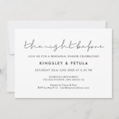 ミニマルなリハーサルのディナーの前の夜 招待状 (正面)