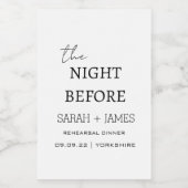 ミニマルなリハーサルのディナー前の夜ミニ ワインラベル (シングルラベル)