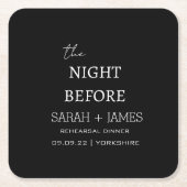 ミニマルなリハーサル前の夜のディナーパーティー スクエアペーパーコースター (正面)