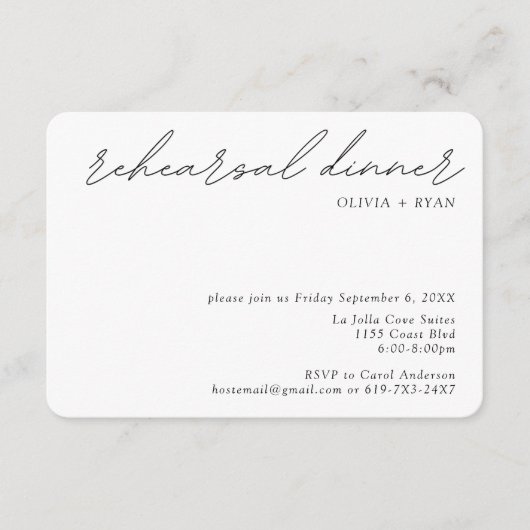 ミニマルなリハーサル夕食の小さなエンクロージャカード エンクロージャーカード (正面)